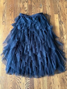 The Chéri Ruffled Tulle Midi Skirt - Anthropologie